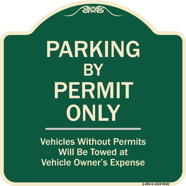 Designer Series-Parking By Permit Vehicles Without Permits Will Be Towed, 18" x 18", G-1818-9940